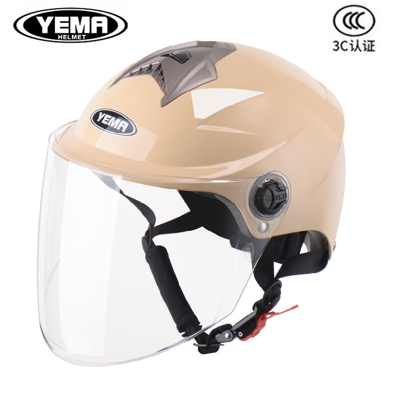 野马327s电动车头盔YEMA安全帽电瓶摩托半盔3C认证轻便男女夏盔
