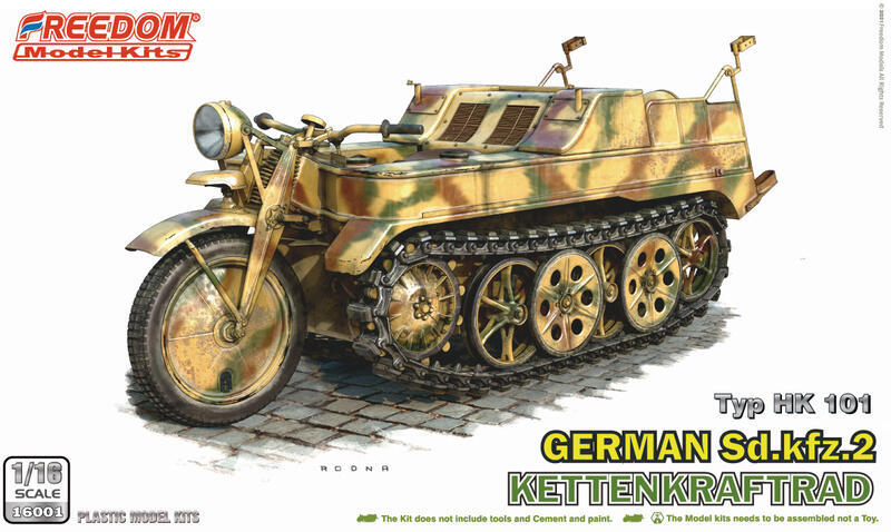现货 Freedom 1/16 德軍半履帶摩托車 (16001) 组装模型 拼装全新
