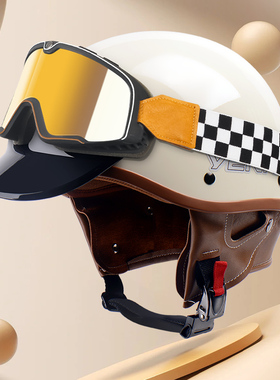 野马3C认证电动摩托车头盔男女夏季半盔骑行复古瓢盔四季安全帽