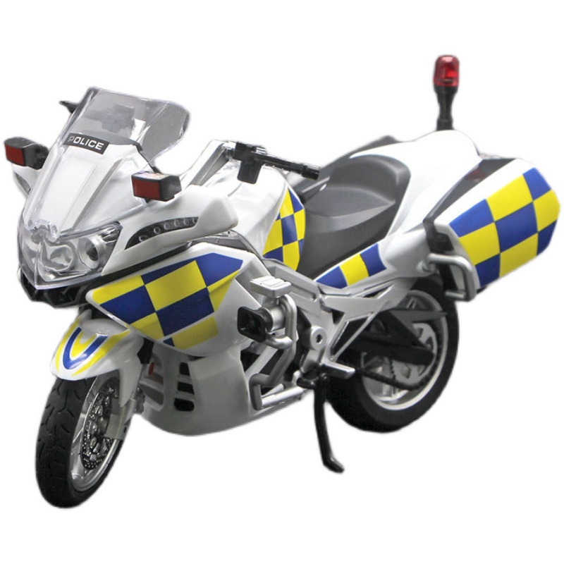 1:12仿真警察巡逻公安合金摩托车模型滑行后箱可开儿童玩具车摆件