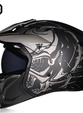 摩托车头盔3C认证男女街车四季机车复古头盔组合盔机车越野盔全盔