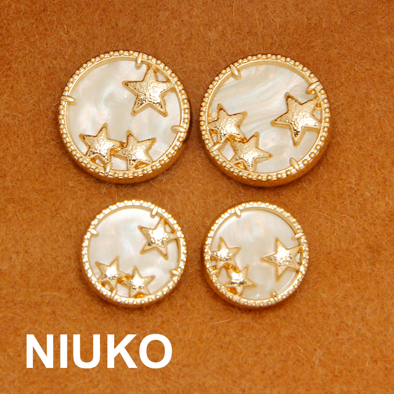 NIUKO 高档精致贝母质感金属厚实纽扣西服装钮扣白金色大衣辅料扣