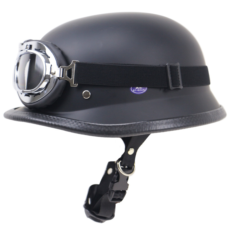 复古半盔哈雷机车头盔户外骑行防护头盔DOT认证带眼镜ZR-307