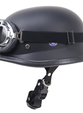 复古半盔哈雷机车头盔户外骑行防护头盔DOT认证带眼镜ZR-307