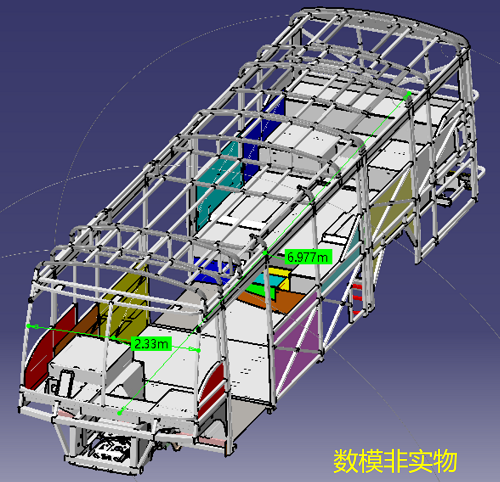 9米中巴车大客车公共汽车身骨架3D三维几何数模型框架结构图纸stp