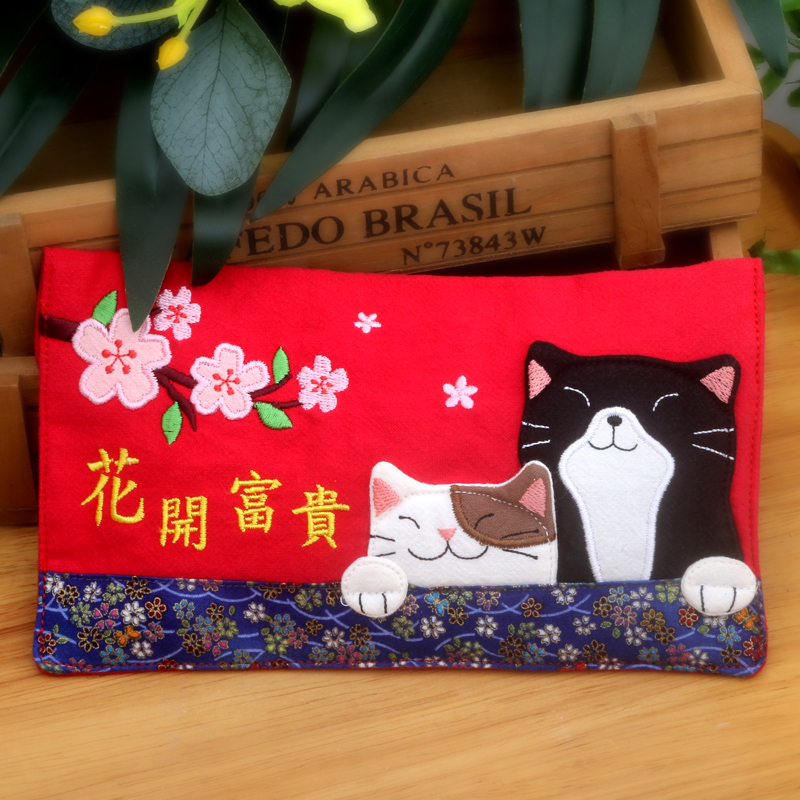 2021年新款红包袋Kine猫纯棉卡通可爱手工新年春节红包袋利是日式