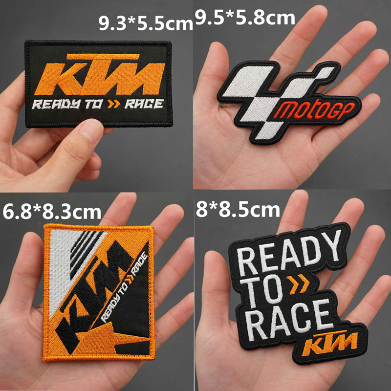 KTM摩托车大牌logo魔术贴徽章背包胸章臂章破洞补丁贴片刺绣布贴