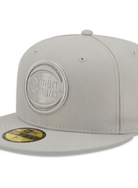 NEW ERA CAP男运动帽棒球帽平檐灰色底特律活塞队徽标时尚球迷帽