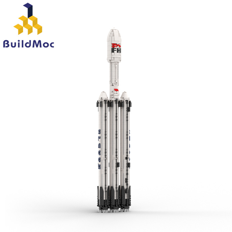 BuildMOC拼装积木玩具航天SpaceX猎鹰9号中型运载火箭太空探索