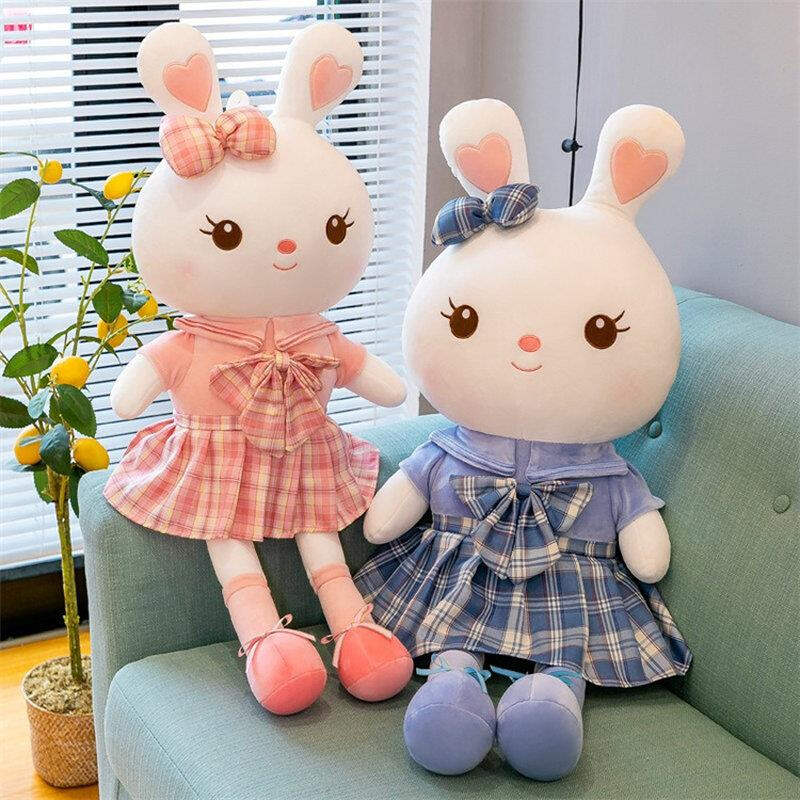 新品新品可爱兔子毛绒玩具创意JK裙子兔子公仔女生玩偶睡觉安抚布