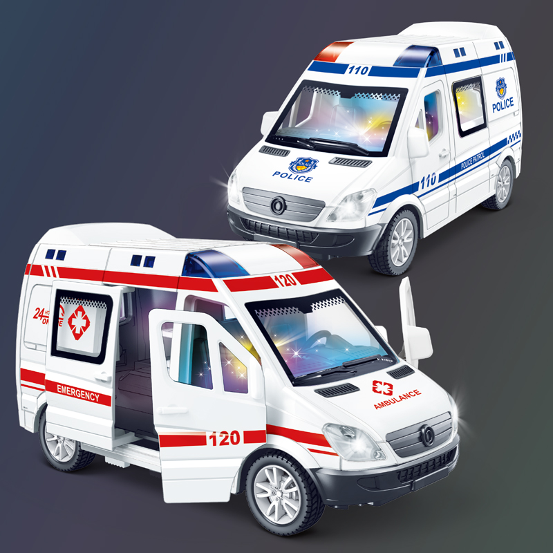 儿童声光警车惯性玩具小汽车男孩110警察车急救120救护车仿真模型