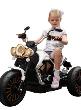 新款儿童电动摩托车三轮车男女孩可坐人大号玩具车小孩充电电瓶车