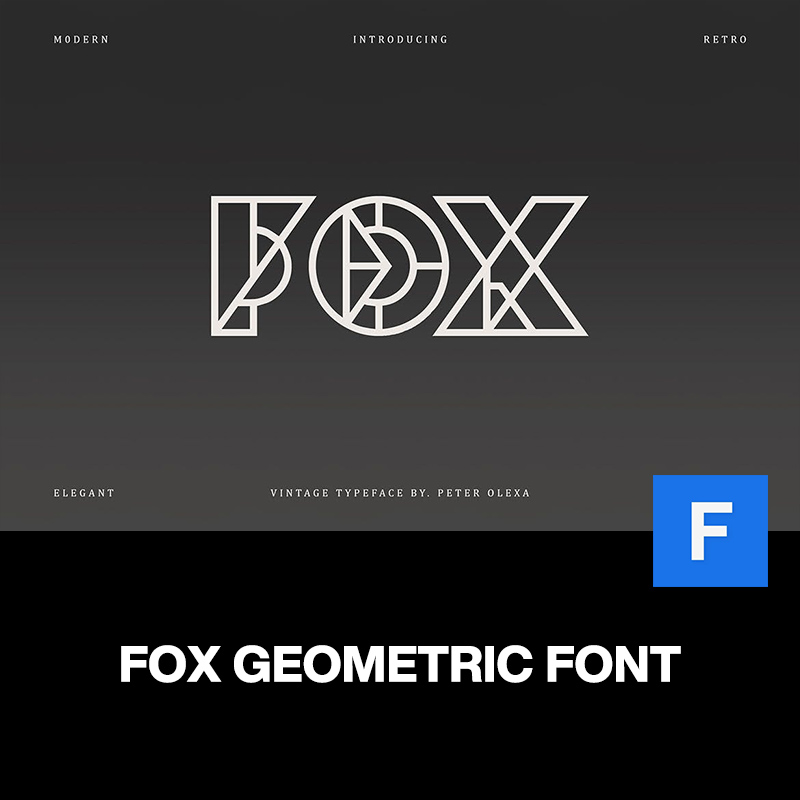 Fox现代北欧创意简约时尚品牌logo海报杂志标题几何英文字体包