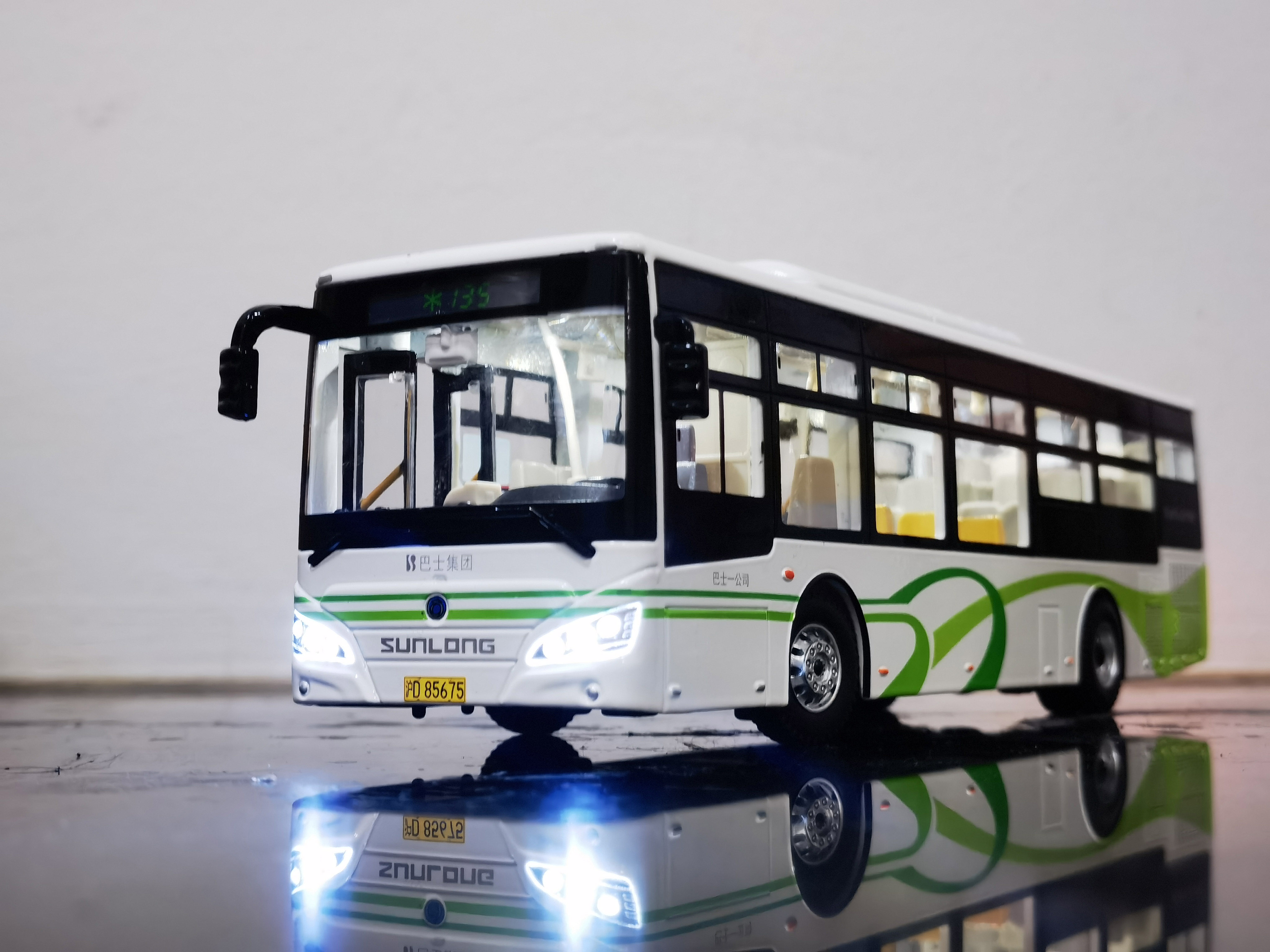 新款1:43 北京公交模型 福田客车双层巴士祥云蓝北电大公交车玩具