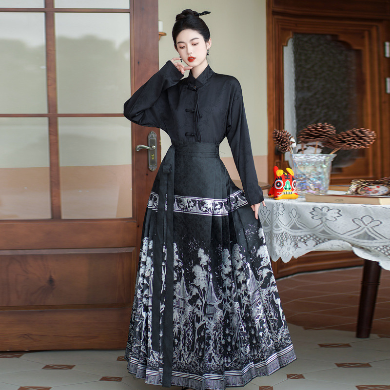 新中式重工刺绣织金马面裙中国风女装明制上衣汉服国潮汉元素套装