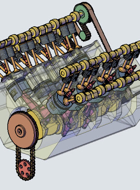 V8发动机内部结构3D图纸 AutoDAD设计 dwg格式 汽车引擎3D建模