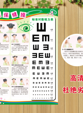 教室视力检查表h眼睛保健操标准对数儿童挂图幼儿园学校班级布置