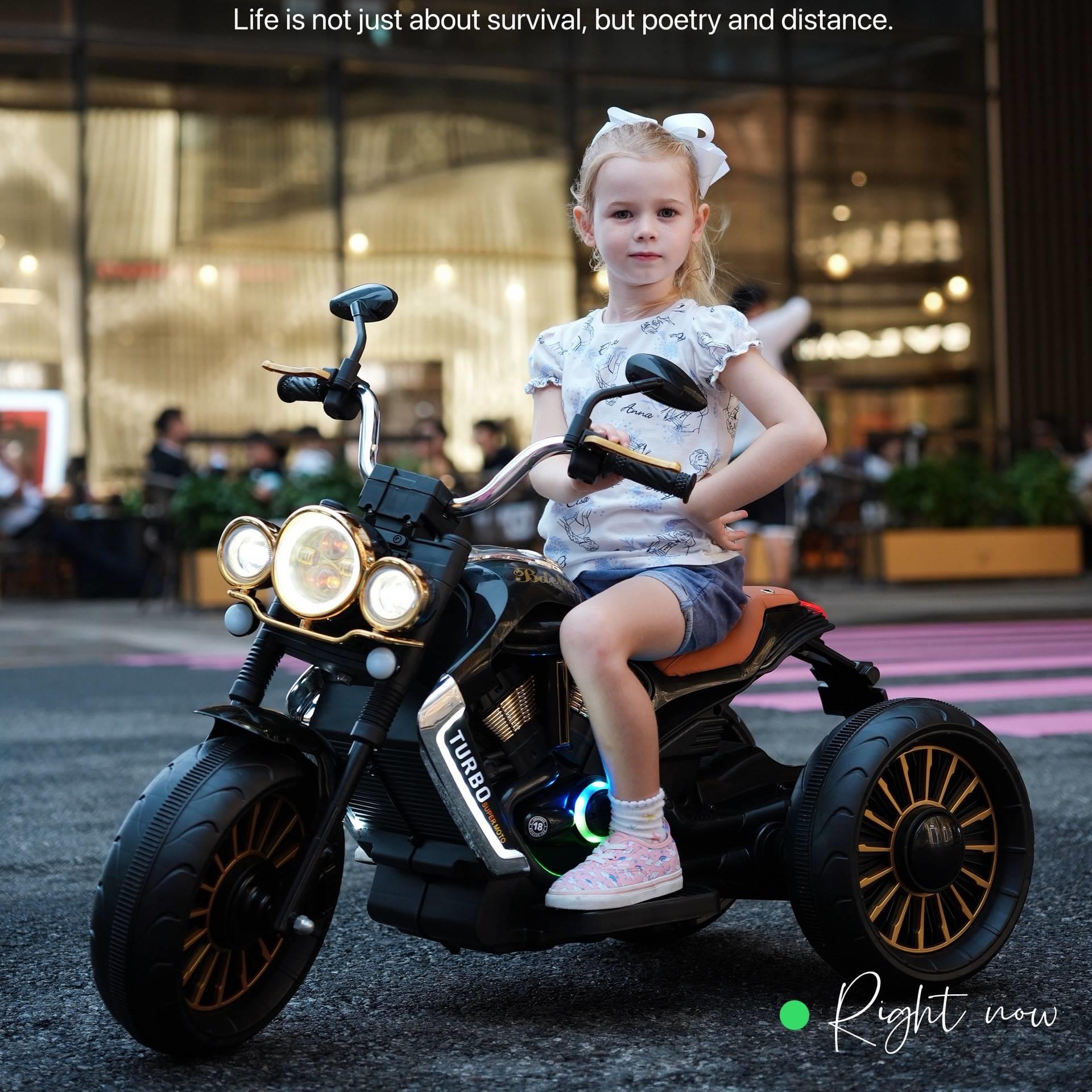 新款儿童电动摩托车三轮两轮哈雷摩托可坐人男女宝宝小孩玩具车