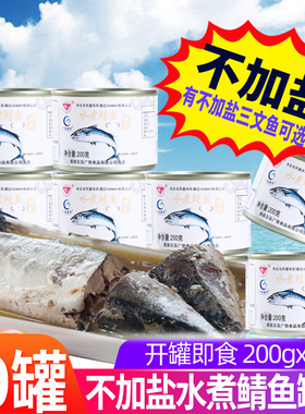 【10罐】不加盐水煮鲭鱼罐头即食靖青花鱼海鲜罐头200g*10罐 出口