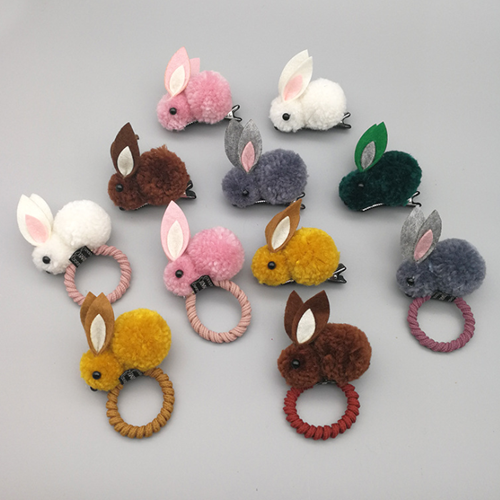 韩国儿童发绳卡通动物毛绒兔子扎头发圈宝宝粗皮筋可爱头绳发饰品