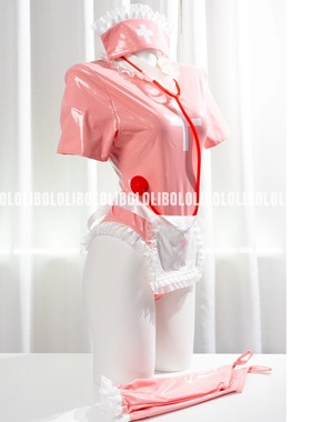 BOLOLI原创日本病院粉色护士服漆皮连体套装二次元摄影会cosplay