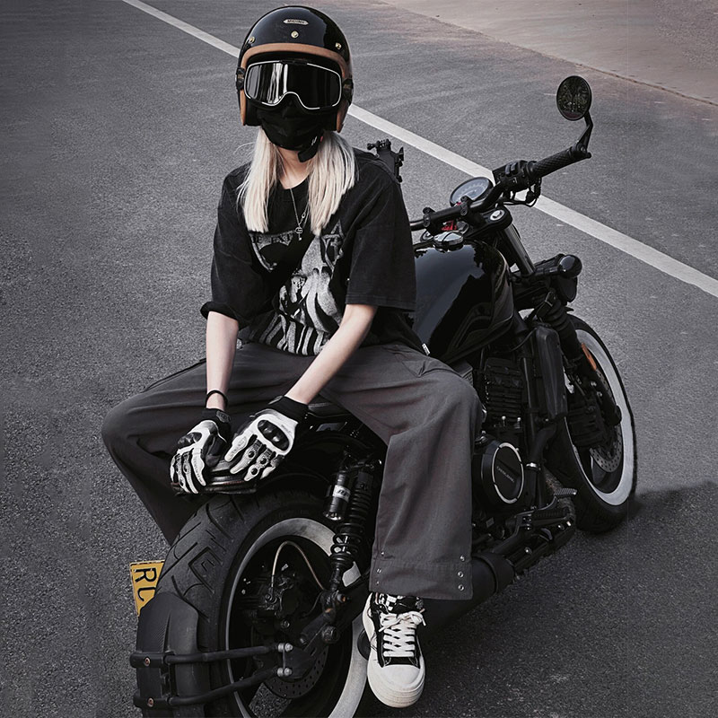 摩托车哈雷复古风镜头盔护目镜百分百半盔全盔通用骑行女山地车