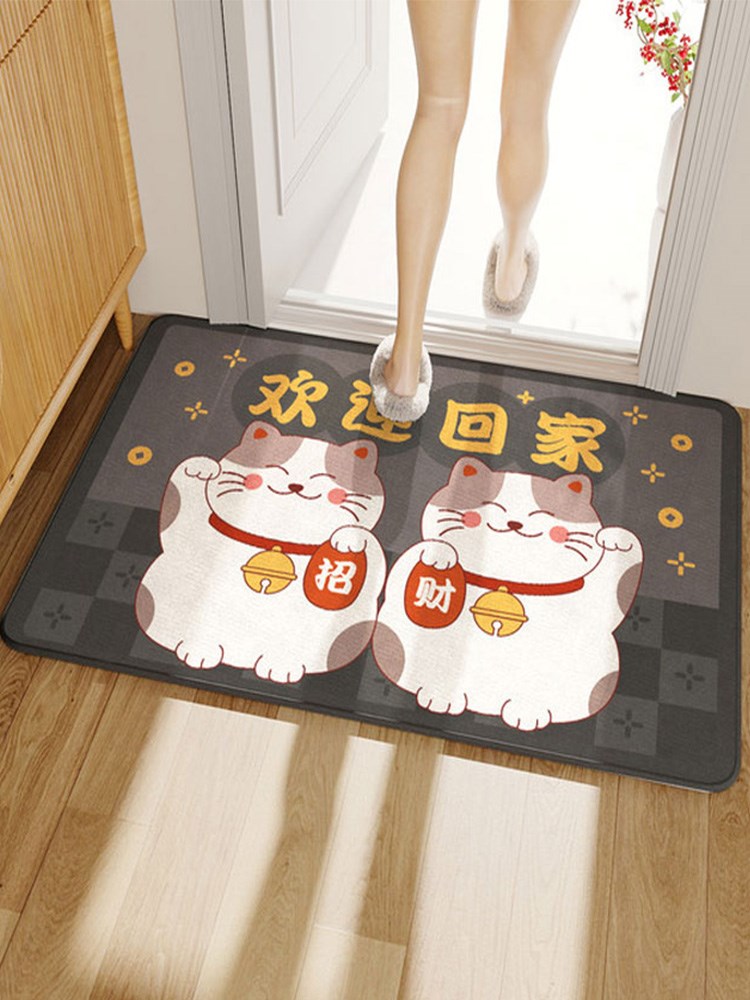 日本进口入户门地垫进门家用脚垫防滑垫耐脏加厚卡通欢迎回家门垫