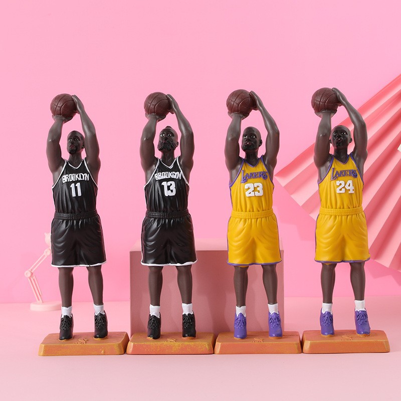 新款NBA篮球明星 哈登科比詹姆斯手办 投篮动作nba球星摆件礼品店