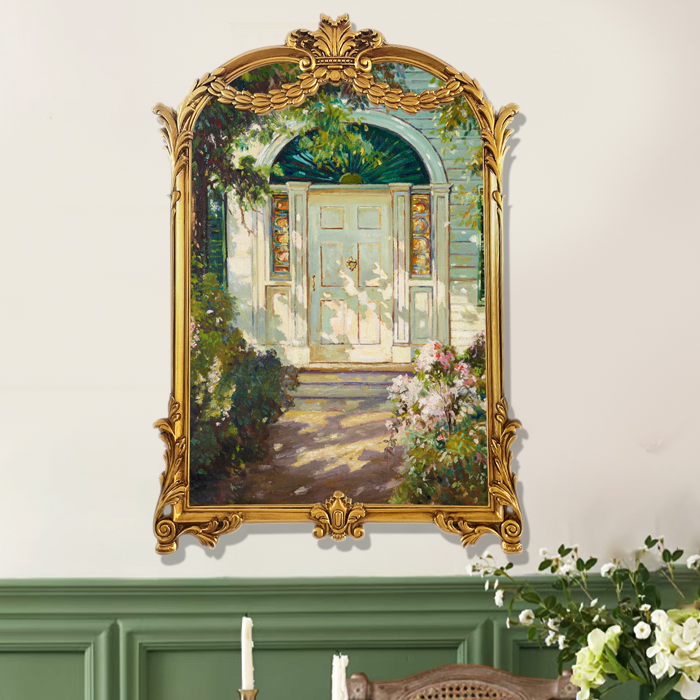 法式复古装饰画玄关人物风景花卉孔雀走廊欧式美式壁炉轻奢壁挂画