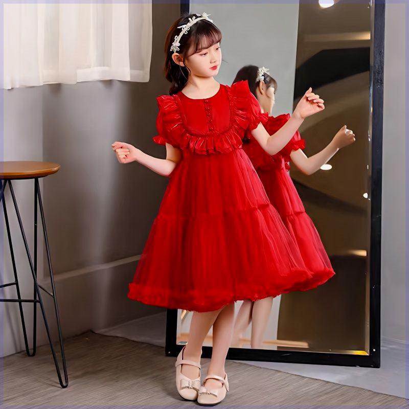女童连衣裙2023最新款公主裙网红爆款蓬蓬裙高端裙子女孩周岁礼服