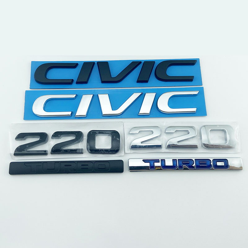 16-21款十代思域车标 CIVIC后备尾箱英文字母220TURBO贴标志黑色