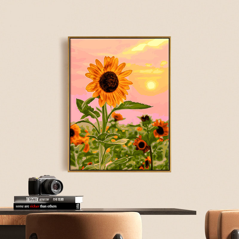 数字油画花卉diy填充手绘丙烯画画手工减压填色油彩装饰画 向日葵