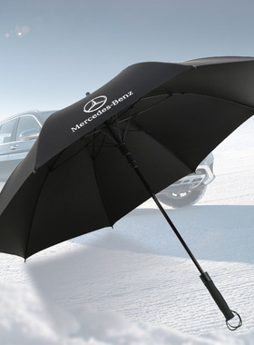 奔驰宝马奥迪4S店专用双人超大全纤维抗暴风直杆高尔夫伞车标雨伞