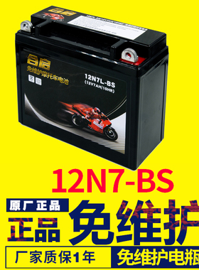 骏驰GT125 QS125-5 摩托车干电瓶 12V7A薄款男式车免维护蓄电池