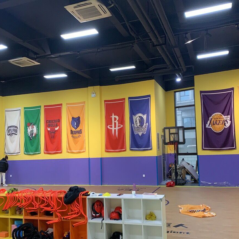 NBA球队标志挂旗篮球馆装饰旗帜球队LOGO挂布湖人勇士篮球场吊旗
