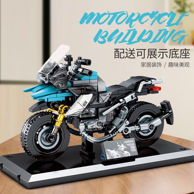 兼容乐高积木哈雷摩托车机械狂飙拼装玩具男孩川崎机车模型摆件