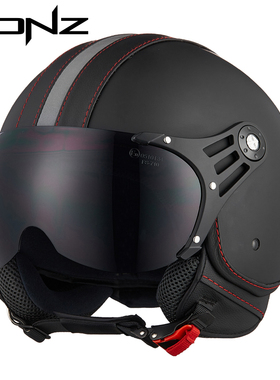 新款一年四季 一盔搞定 HONZ摩托车复古半盔男电动车头盔安全盔3C