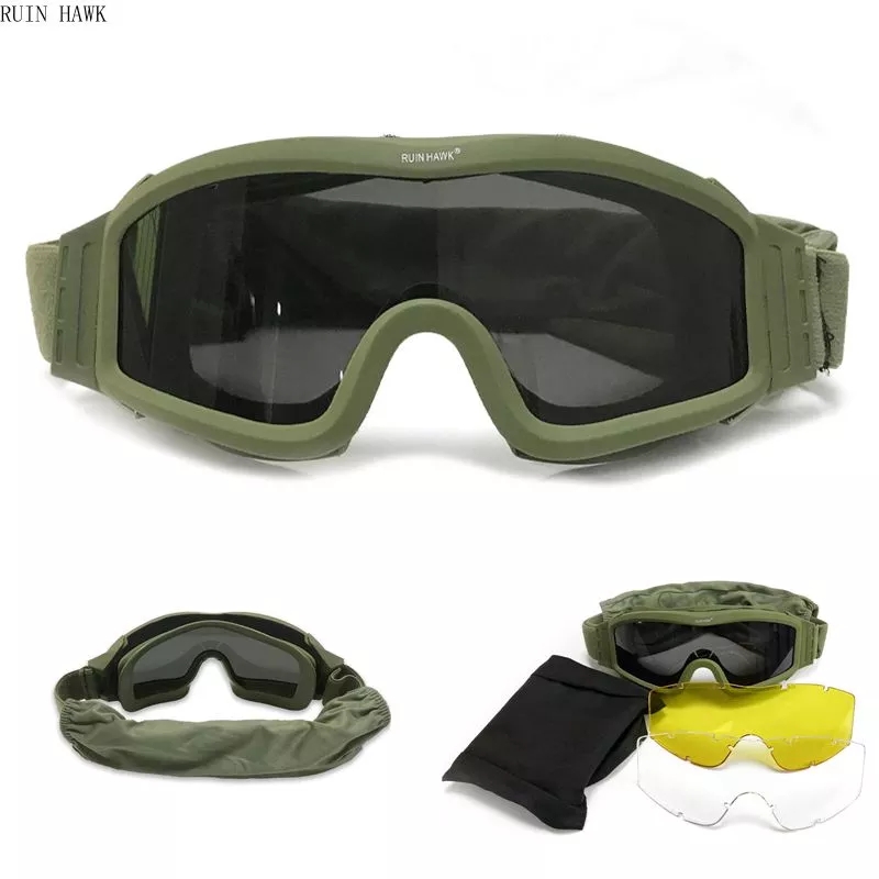 军迷战术眼镜正品CS防爆抗冲击护目镜三镜片套装 摩托车风镜装备