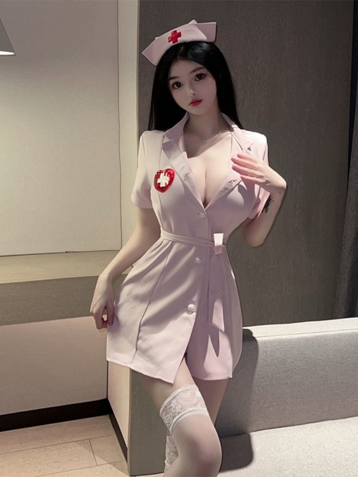 护士制服cos性感纯欲情取网红主播服连衣裙角色扮演变装粉色夜店