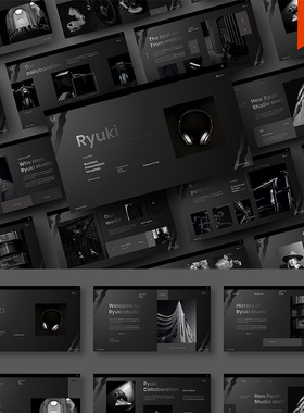 39页ppt模板黑底产品展示简约图文公司企业团队介绍作品集模版