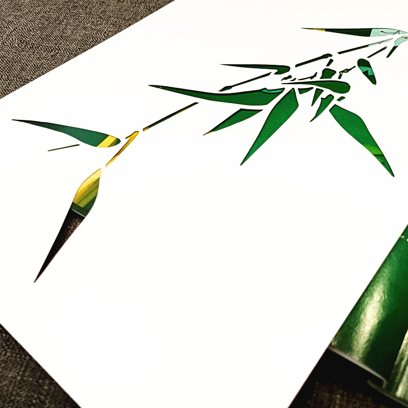竹子镂空模板型版品质拓印平涂DIY家具创意贴金箔竹叶国风模板640