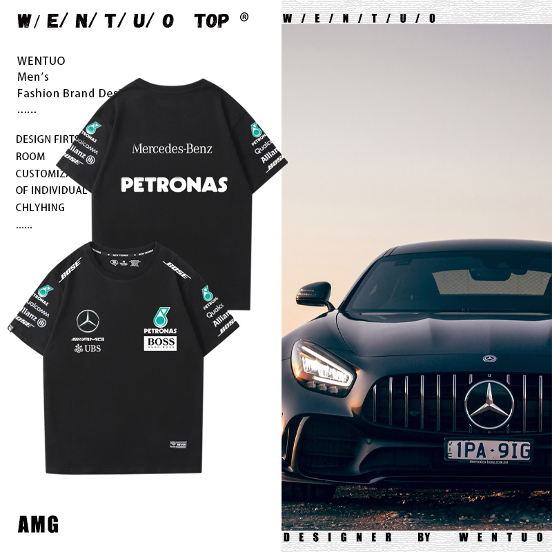 F1马石油方程式赛车梅赛德斯AMG奔驰短袖男女夏季纯棉宽松休闲T恤