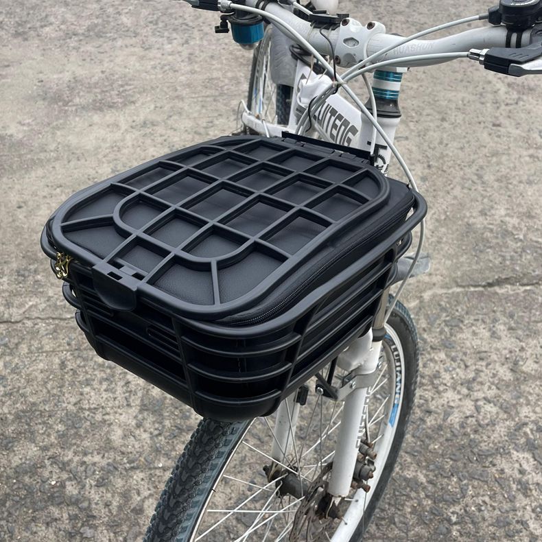 山地车变速自行车改装安装前货架车筐车篮买菜篮矮款塑料筐防水包