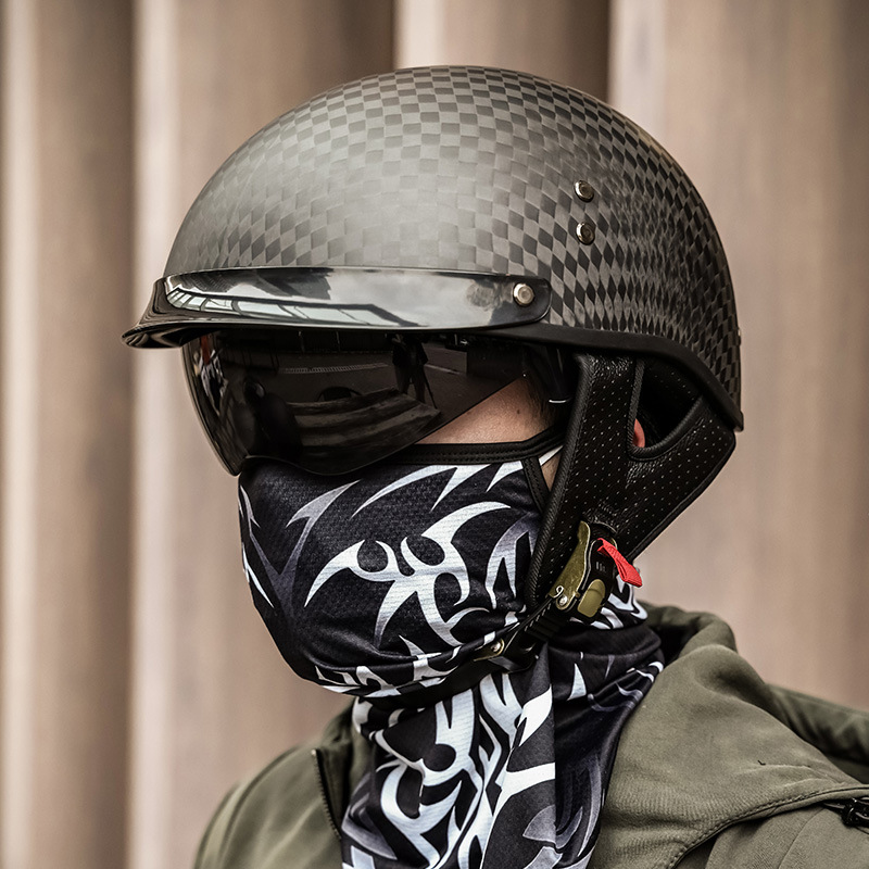 新款BEASLEY比斯力头盔碳纤维3C男女夏季骑行摩托车机车哈雷复古