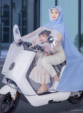 雨衣电动车单双人母子亲子电瓶摩托车女款透明长款全身防暴雨雨披