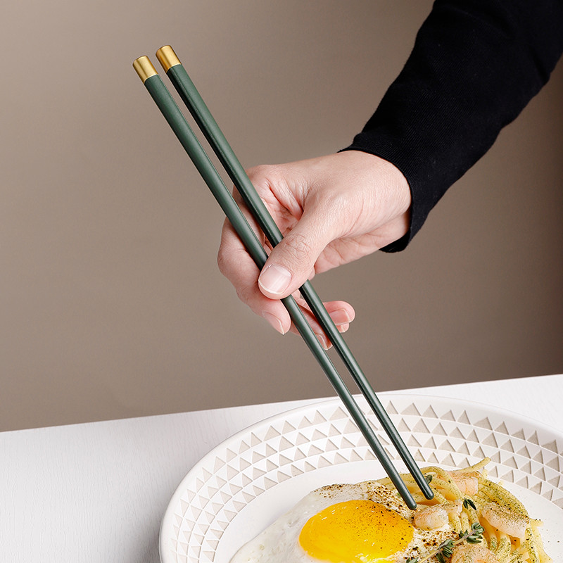 家用筷子祖母绿防滑防霉耐高温最好的合金筷子套装网红餐厅高颜值