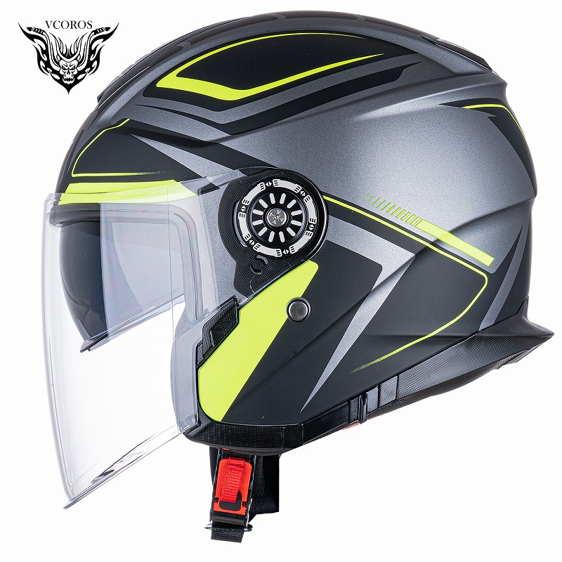 高档VCOROS摩托车冬季头盔男双镜片半盔4分之3盔巡航3C安全认证电