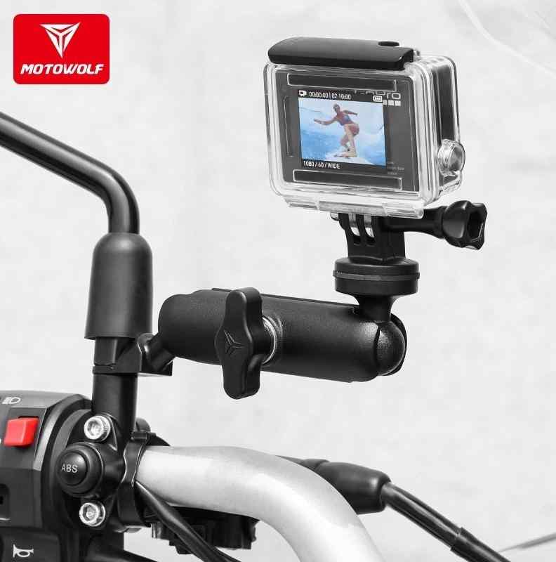 摩托车行车记录仪支架运动相机固定架云台架车载GoPro摄像架配件