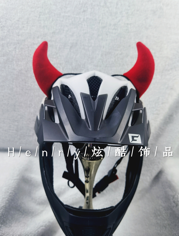 儿童平衡车成人摩托车电动车滑雪头盔装饰品头饰恶魔红牛角耳朵