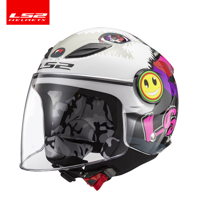 新款LS2摩托车儿童头盔男女孩可爱卡通四季半盔电动车夏季安全帽